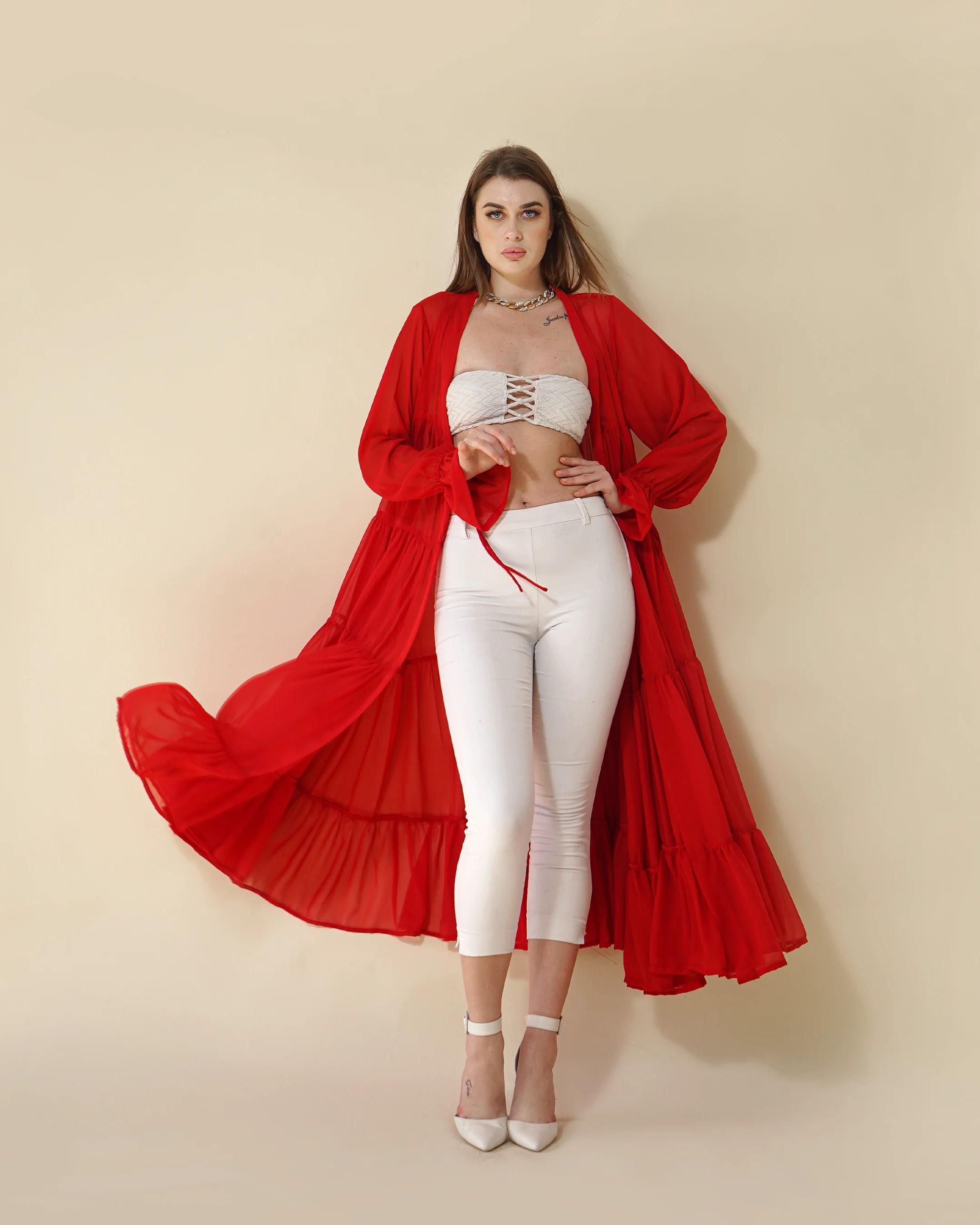 Long sale red shrug