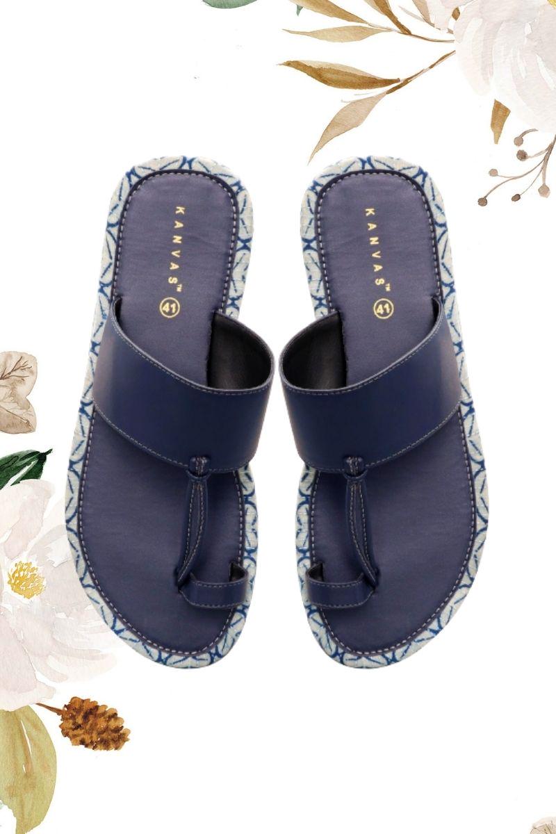 Grey Block Print Strap Chappals • Prabhdeep kaur • HYPD display picture 1