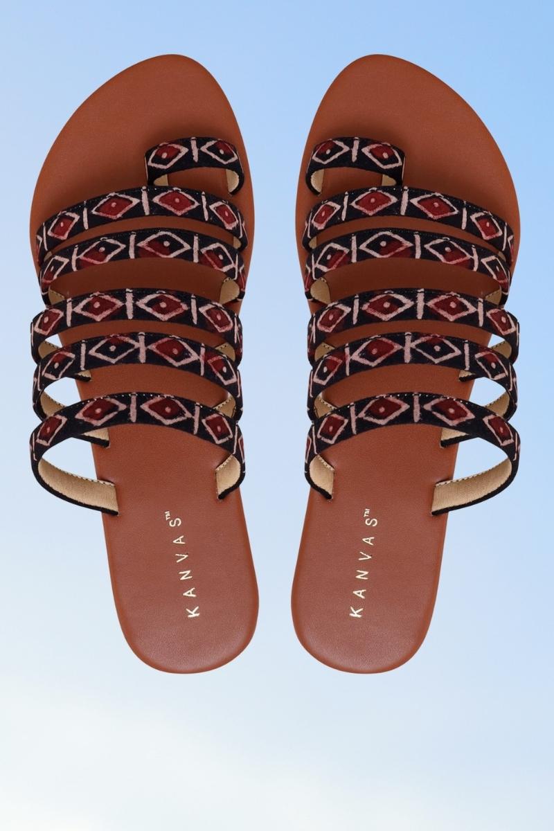 Block Print Strap Up Chappals • Ashmita Jain • HYPD display picture 1