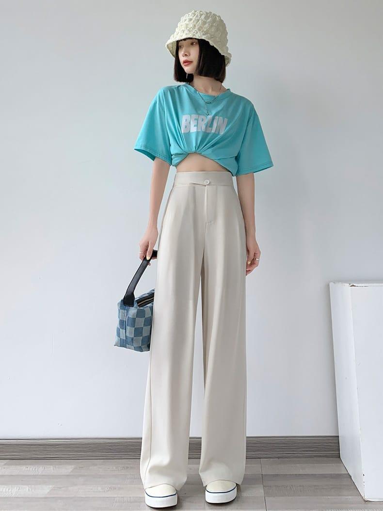 Anti-Wrinkle Flat front korean pants by High-Buy-Cream